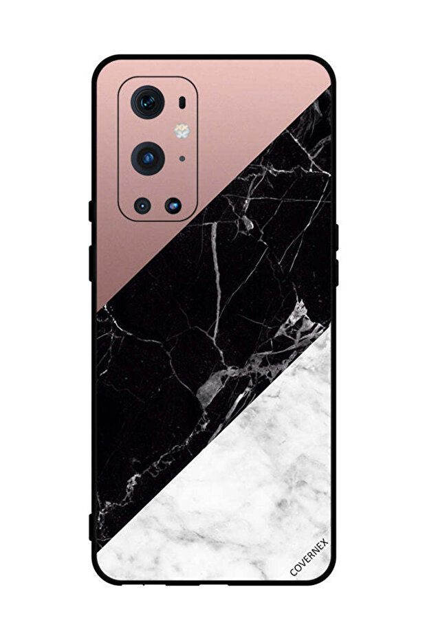 غطاء حماية لهاتف OnePlus 9 Pro، أبيض وأسود، الجزء العلوي من الرخام بنمط عادي