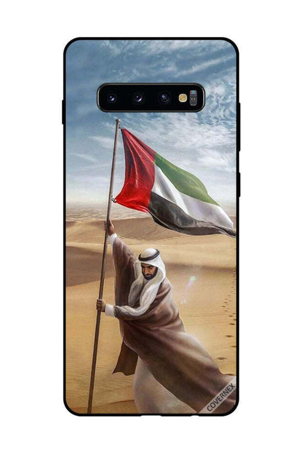 غطاء حماية لهاتف سامسونج جالاكسي إس 10 بلس، علم الإمارات العربية المتحدة، زايد