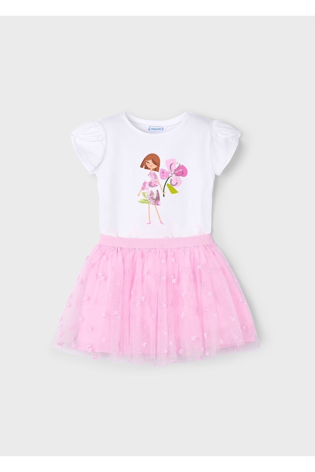 Girl's Tutu Skirt and Tshirt Set Pink