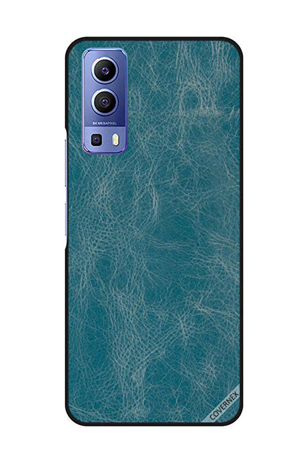 غطاء حماية لهاتف Vivo Y72 5G بنمط جلدي أزرق