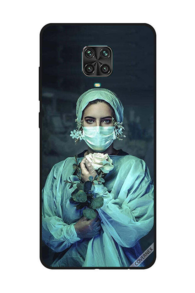 غطاء حماية لهاتف شاومي ريدمي نوت 9S/9 برو ممرضة تحمل زهرة