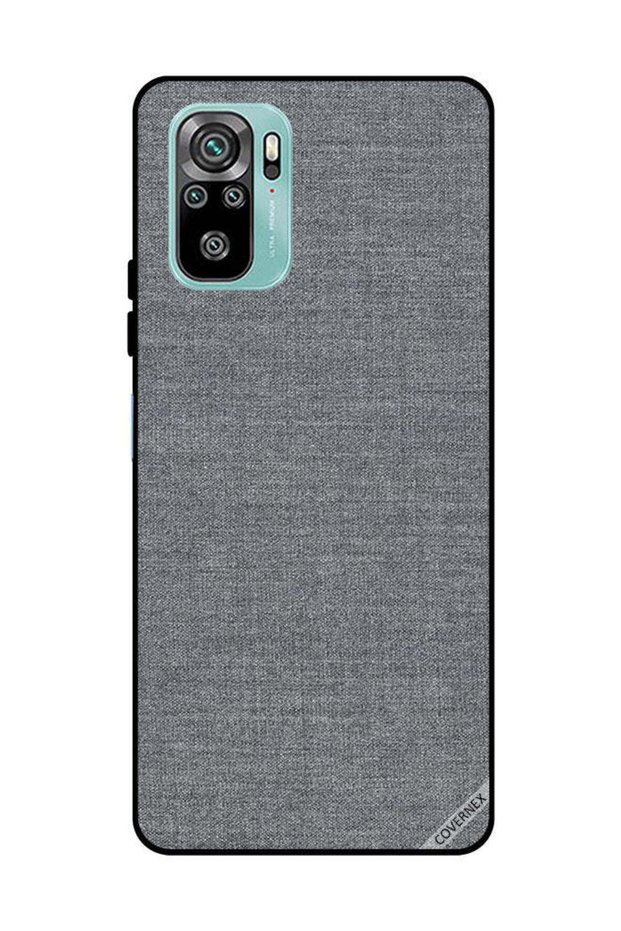 Protective Case Cover For Xiaomi Redmi Note 10 4G Grey Cloth Pattern