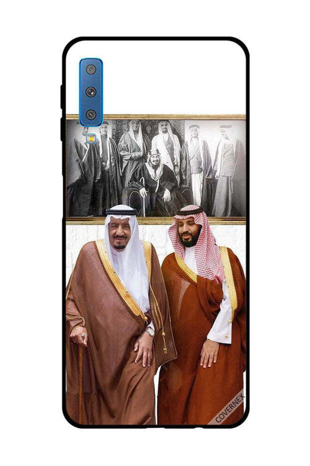 غطاء حماية لهاتف سامسونج جالاكسي A7 2018 الملك سلمان وولي العهد يتحدثان أثناء المشي