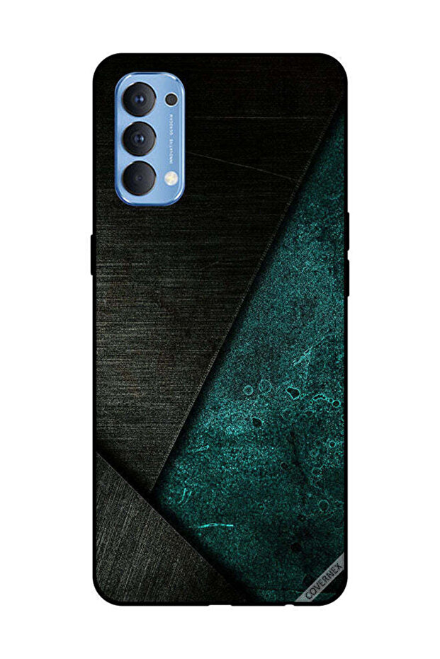غطاء حماية لهاتف OPPO Reno 4 4G بنمط أسود وأخضر داكن