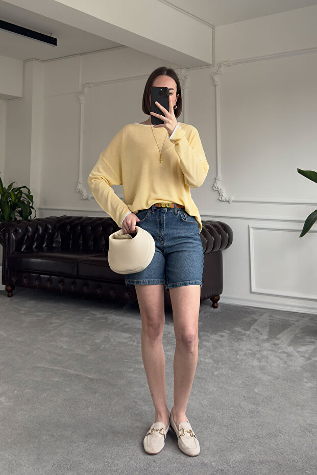Regular Premium Denim Şort- MAVİ - 5