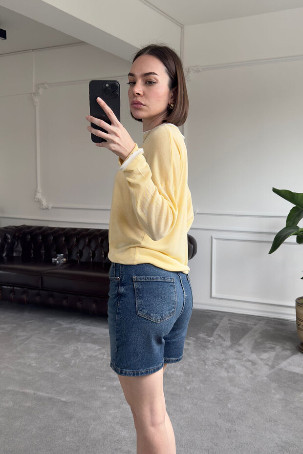 Regular Premium Denim Şort- MAVİ - 6