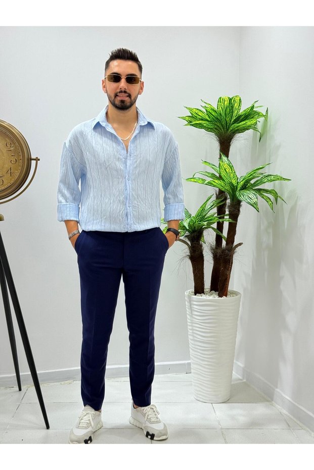 Men's New Season Long Sleeve Shirt Regular Fit Does Not Sweat and Does Not Show Belly