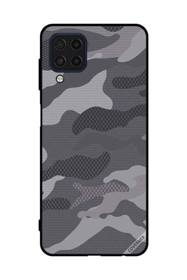 Protective Case Cover For Samsung Galaxy M32 4G Grey Camouflage Pattern