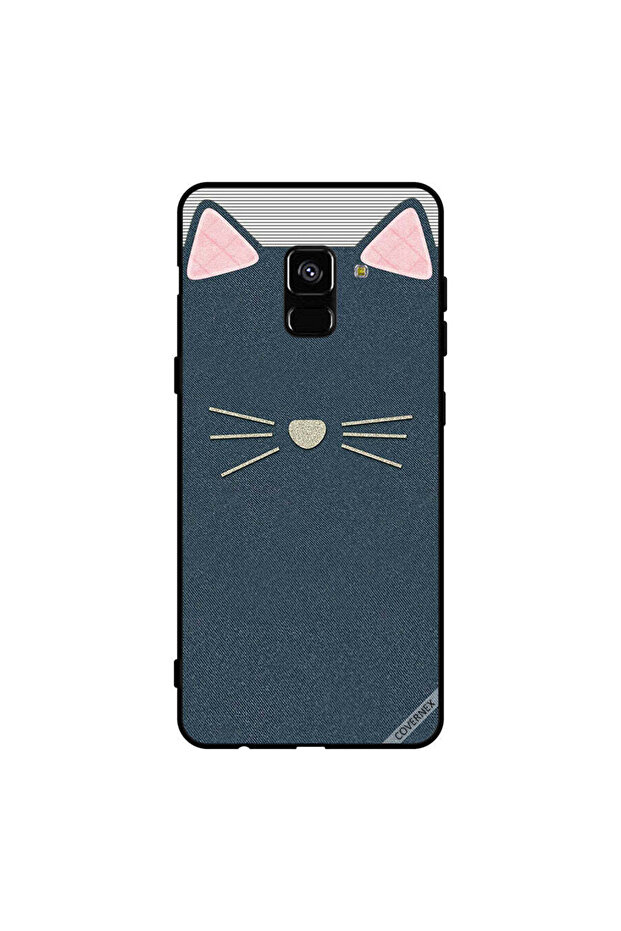 Protective Case Cover For Samsung Galaxy A8+ (2018) Cat Leather Pattern