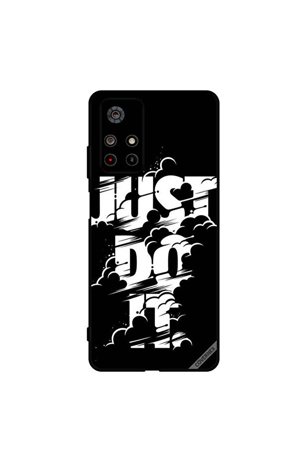 غطاء حماية لهاتف Poco M4 Pro - Just Do It - أبيض وأسود