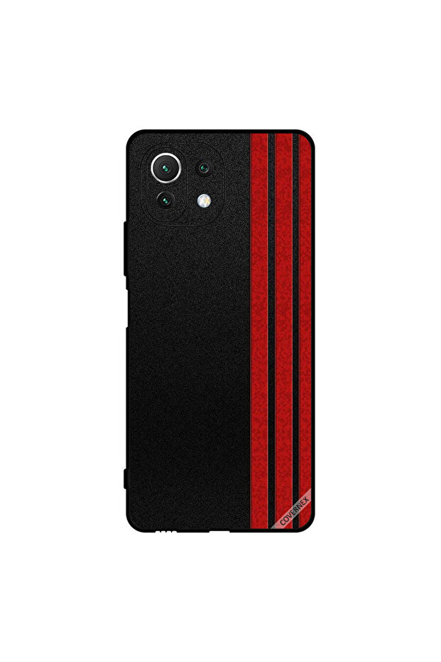 Protective Case Cover For Xiaomi Mi 11 Lite Three Red Vertical Strips