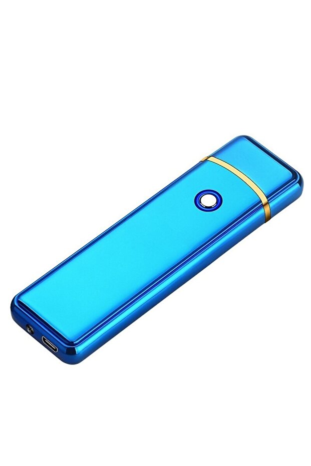 Electronic USB Lighter, Rechargeable, Windproof, Digital Sensor, 8 cm, Blue - 3