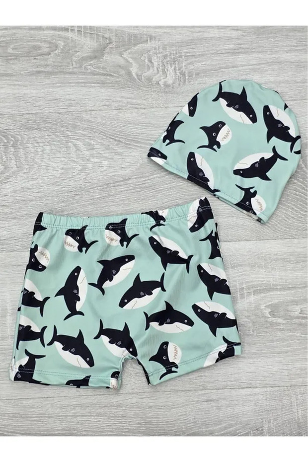 Boy's Character Patterned Swimwear Shorts with Belt