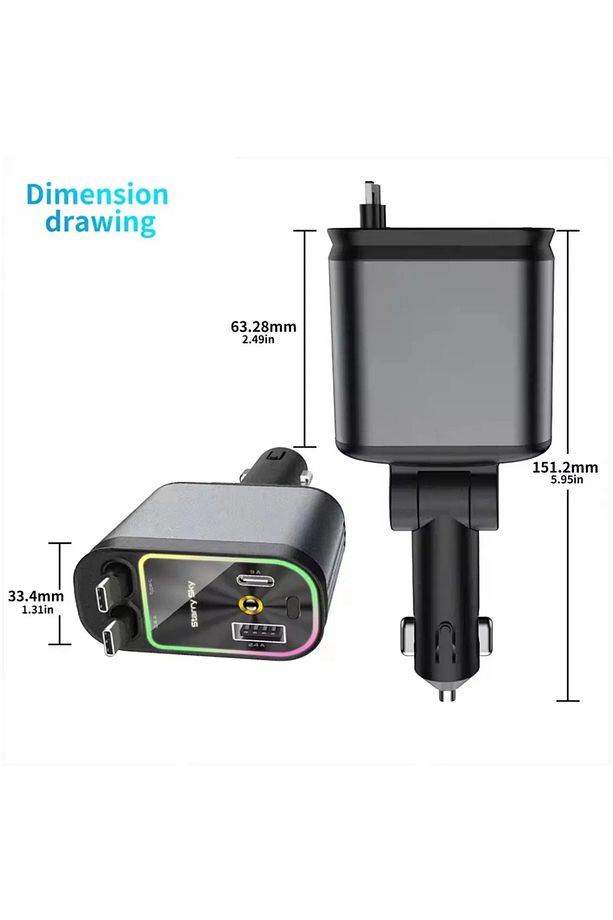 Usb C Type-c Araç Şarj Aleti, 4'ü 1 Arada Hızlı Şarj Araç 66w Araç Usb Çakmaklık Şarj Cihazı - 4