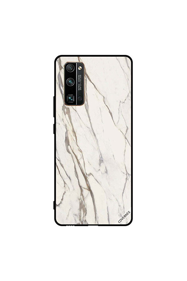 غطاء حماية لهاتف Honor 30 Pro بنمط رخامي أبيض متشقق