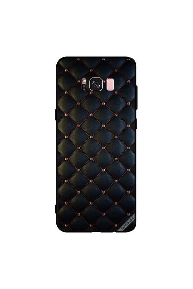 غطاء حماية لهاتف سامسونج جالاكسي S8+ بنقشة طوابع على قماش أسود