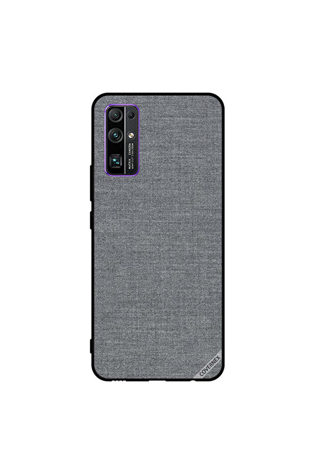 غطاء حماية لهاتف Honor 30 بنمط قماش رمادي