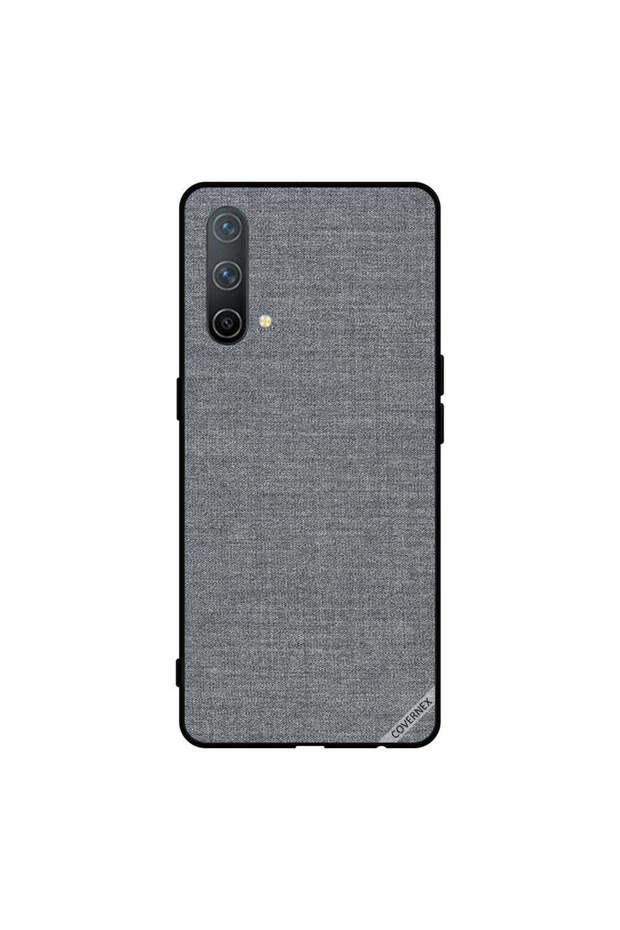 غطاء حماية لهاتف Oneplus Nord CE 5G بنمط قماش رمادي