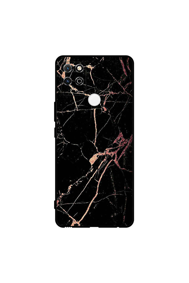 غطاء حماية لهاتف Honor Play 5T بنمط رخامي أسود