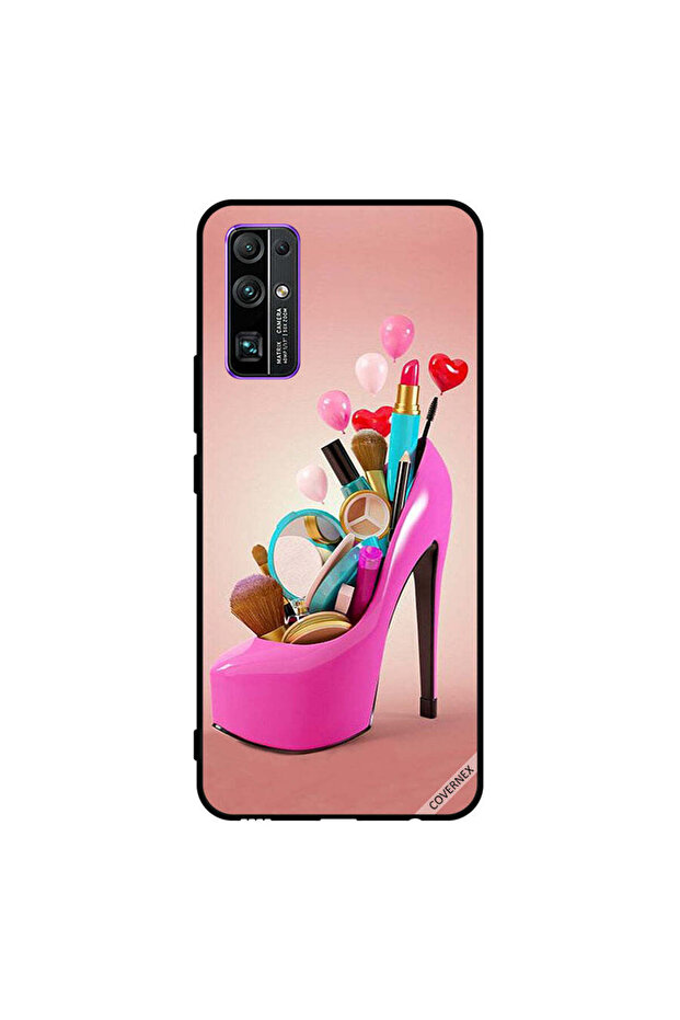 غطاء حماية لهاتف Honor 30 حذاء وردي مع أدوات مكياج