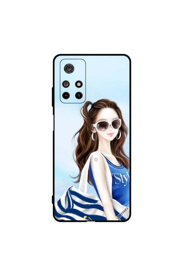 غطاء حماية لهاتف Poco M4 Pro بتصميم قميص أزرق