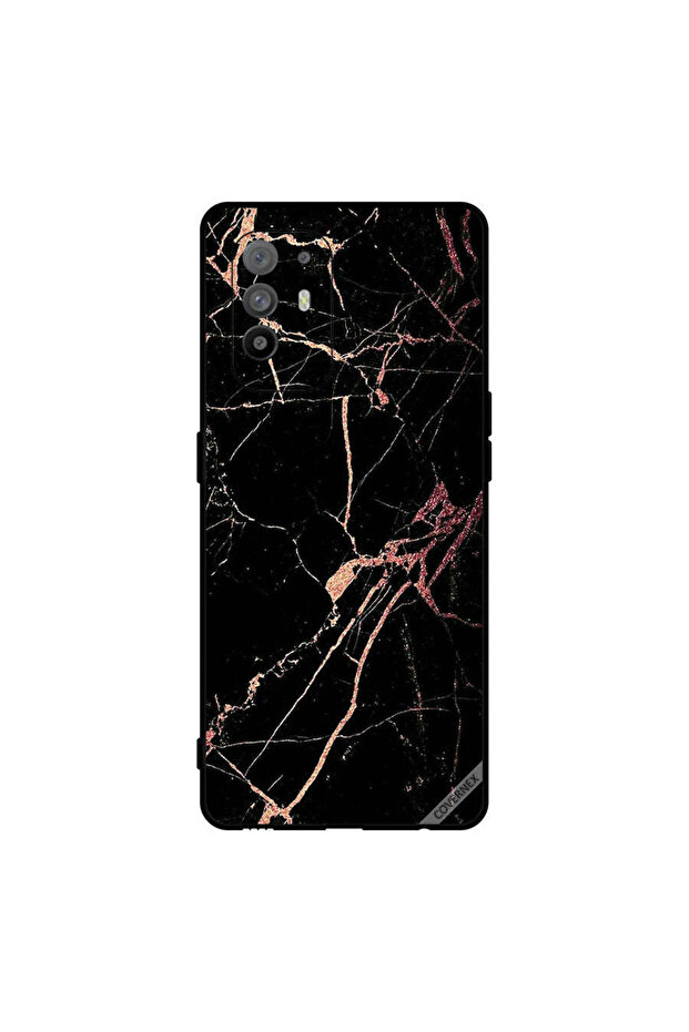 غطاء حماية لهاتف Oppo A95 بنمط رخامي أسود