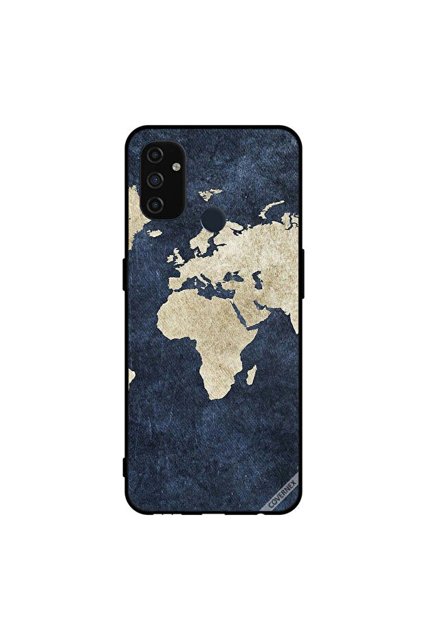 غطاء حماية لهاتف Oneplus Nord N100 بنمط خريطة على الجينز