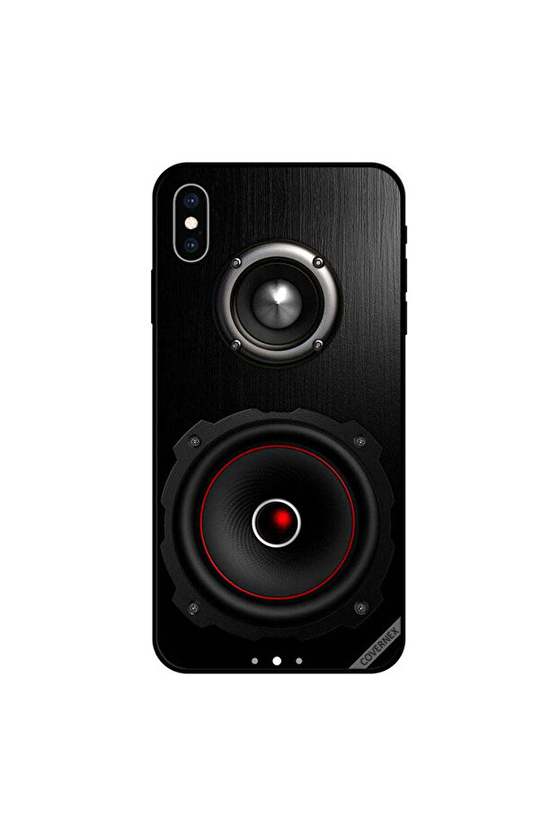 غطاء وسماعة لجهاز iPhone X باللونين الأسود والأحمر