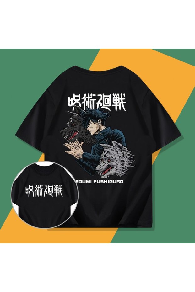 Anime Pattern Unisex Men's T-Shirt Jujutsu Line Fushiguro Megumi 
