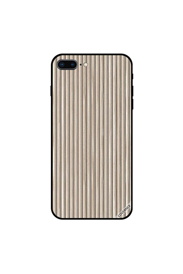 غطاء حماية لجهاز iPhone 8 Plus بخطوط دائرية عمودية ونمط خشبي