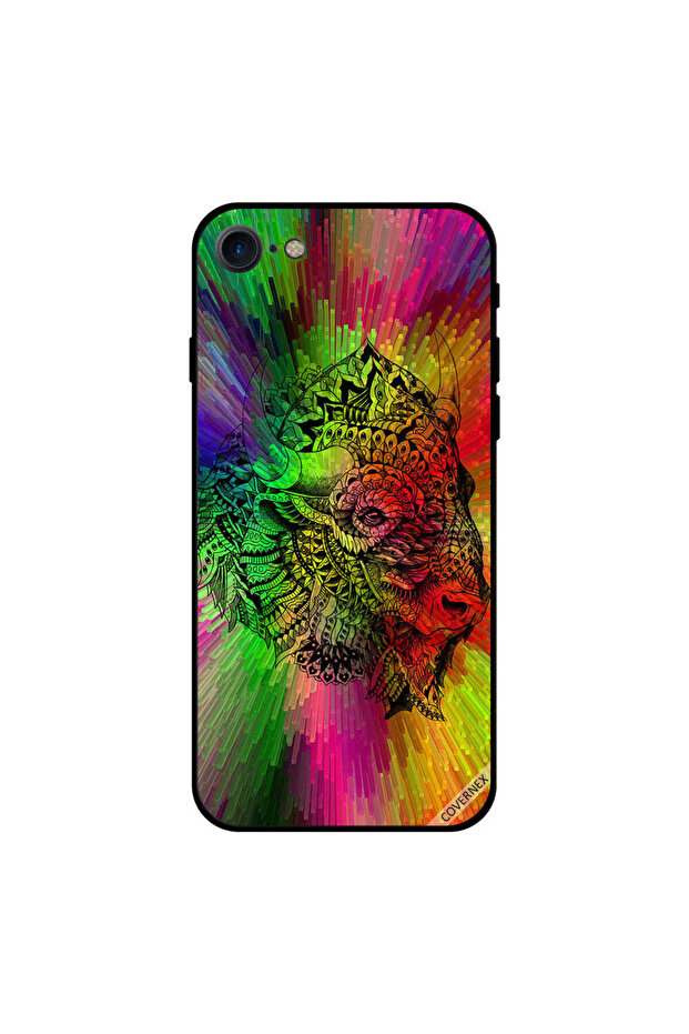 غطاء حماية لجهاز iPhone 7 برسومات وجه الجاموس