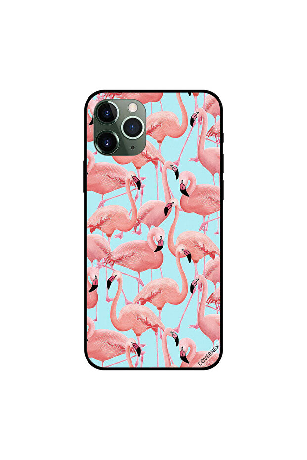 غطاء حماية لجهاز iPhone 11 Pro Max بنقشة طائر الفلامنغو