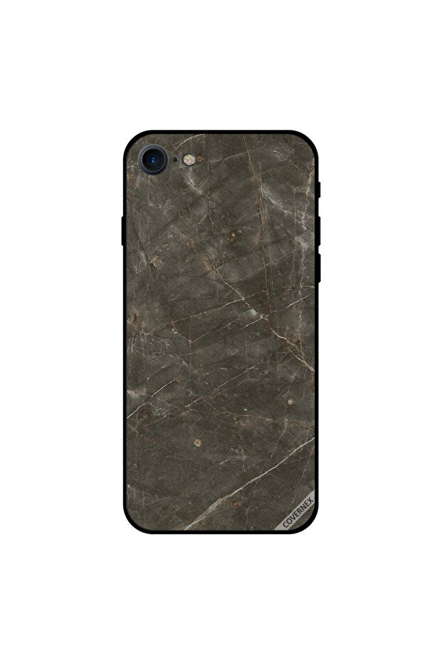 غطاء حماية لجهاز iPhone 8 بنمط رخامي بني داكن - 1