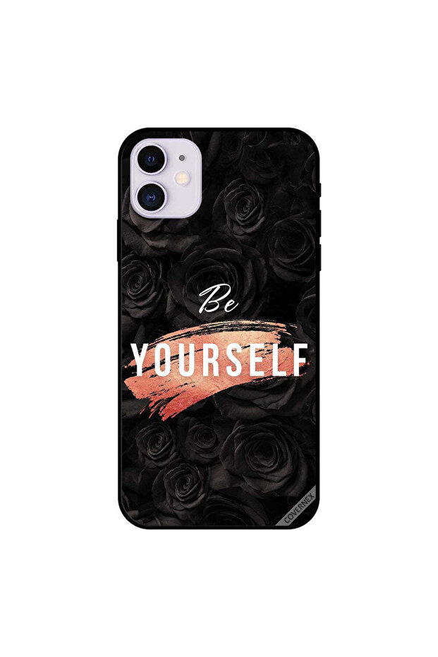 غطاء حماية لجهاز iPhone 11 - كن نفسك - ورود سوداء