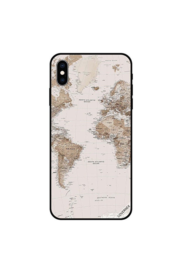 غطاء حماية iPhone X مع خريطة العالم - 1