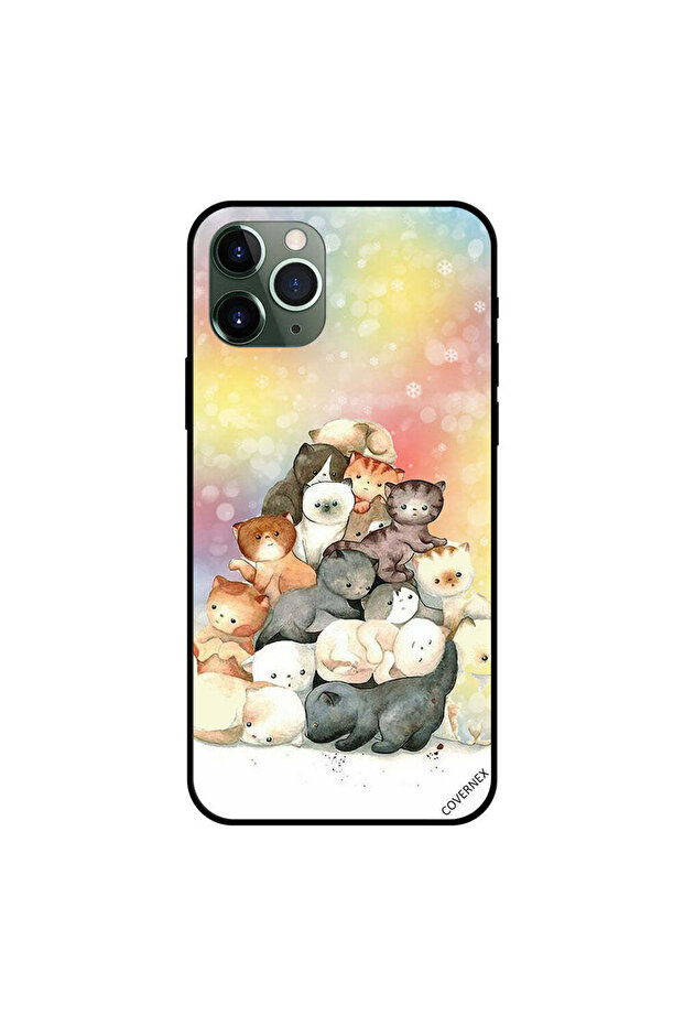 غطاء حماية لهاتف iPhone 11 Pro Max بتصميم مجموعة قطط