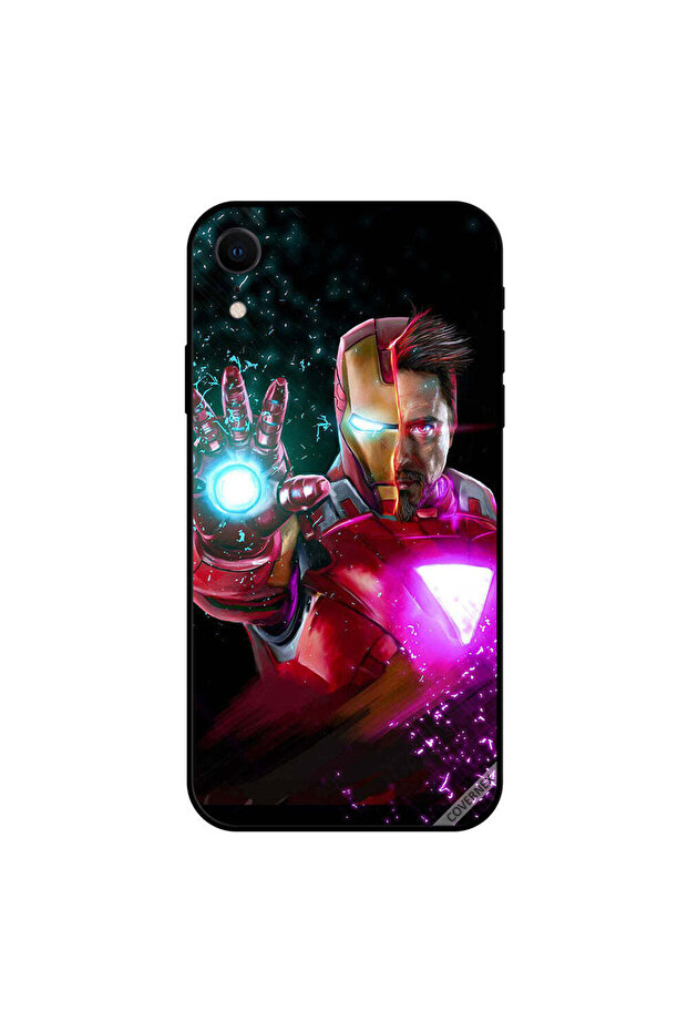 غطاء حماية لهاتف iPhone XR بغطاء نصف وجه Iron Man