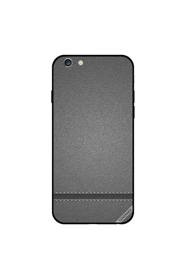 غطاء حماية لجهاز iPhone 6 بنقشة جلد رمادي - 1