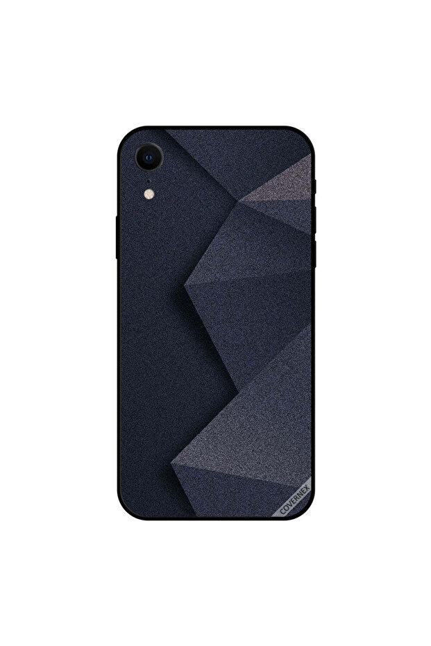 غطاء حماية لجهاز iPhone XR بنمط هرمي لامع أسود