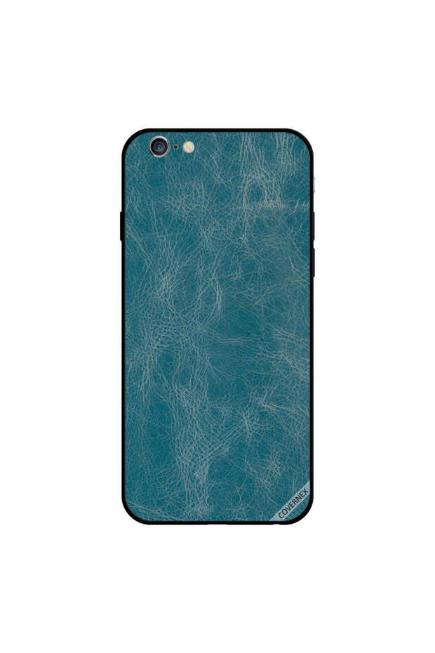 غطاء حماية لجهاز iPhone 6 بنمط جلدي أزرق - 1