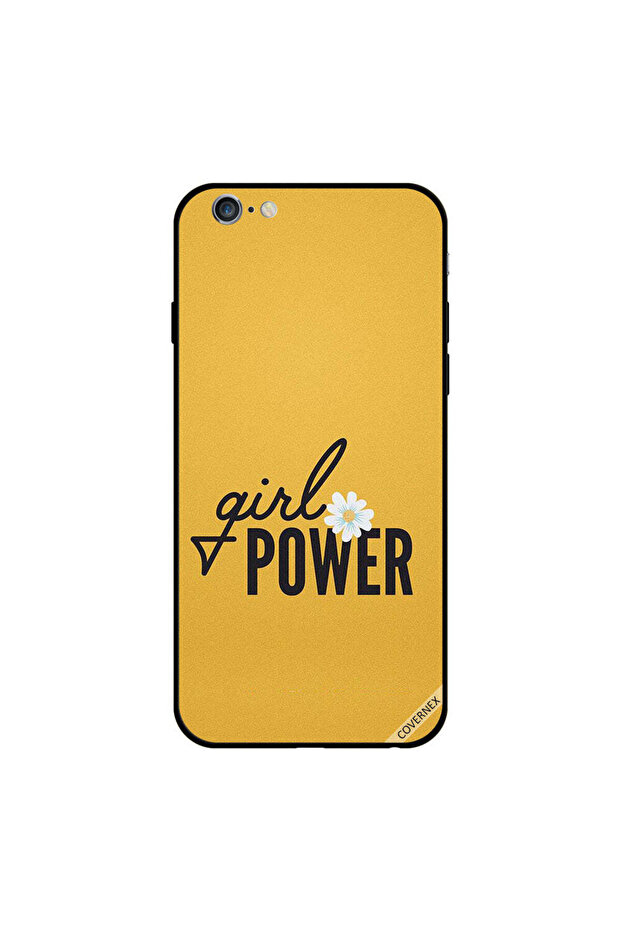 غطاء حماية لهاتف iPhone 6s Plus بتصميم فتاة قوية وزهرة بيضاء