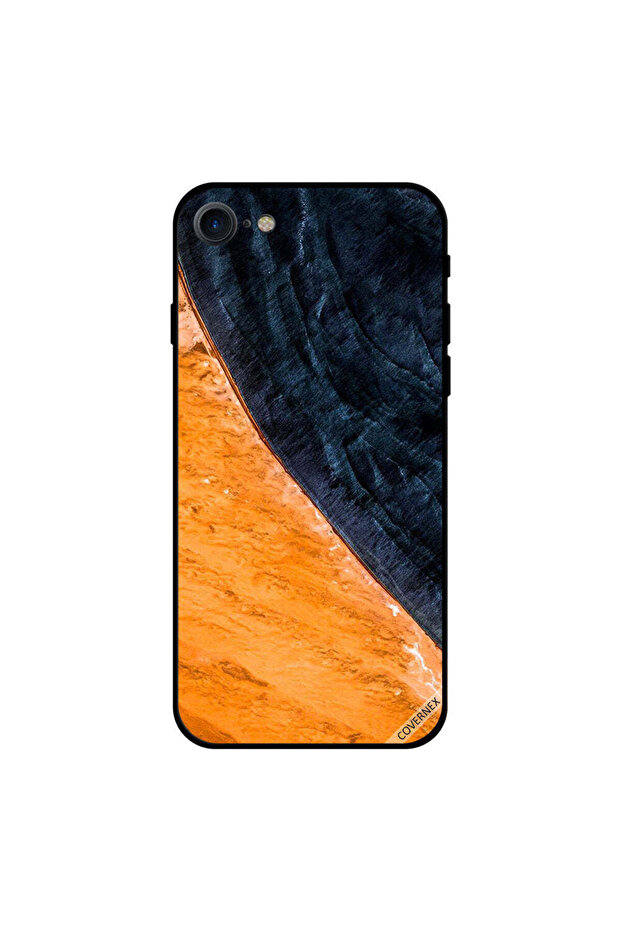 غطاء حماية لجهاز iPhone 8 بنمط طلاء أصفر وأسود