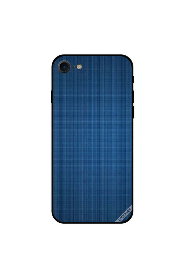 غطاء حماية لجهاز iPhone 7 بنمط قماش أزرق - 1