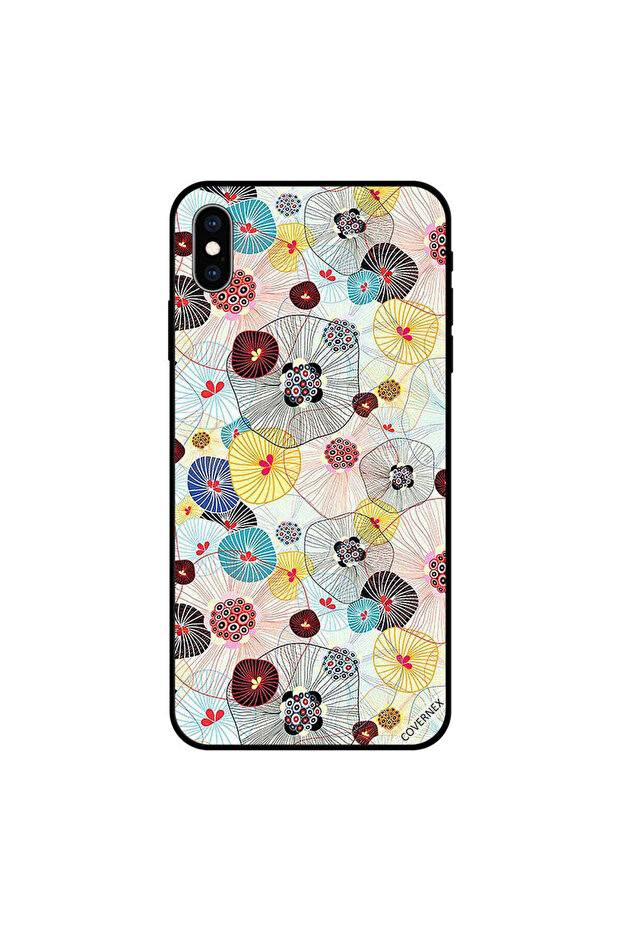 غطاء حماية لجهاز iPhone XS بتصميم ريشة ونقشة زهور - 1