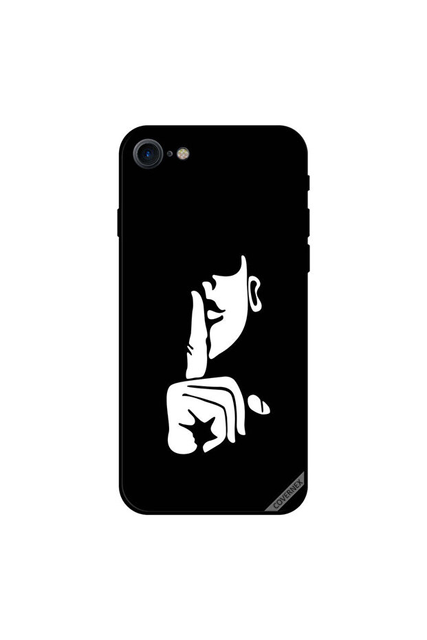 غطاء حماية لجهاز iPhone 8، ششش، أبيض وأسود