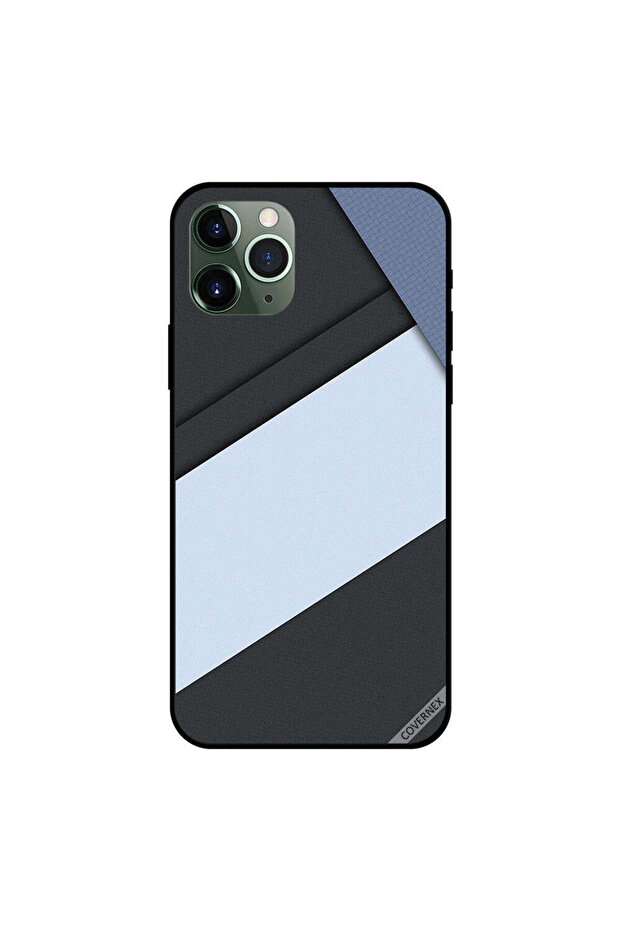 غطاء حماية لجهاز iPhone 11 Pro Max بنمط خطوط سوداء وبيضاء