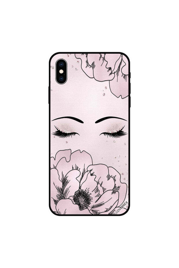 غطاء حماية لجهاز iPhone X رموش وزهرة
