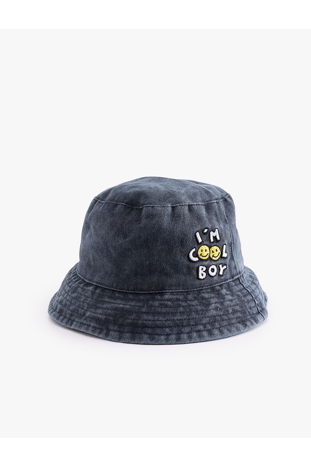 Pamuklu Nakış Detaylı Bucket Şapka - 1