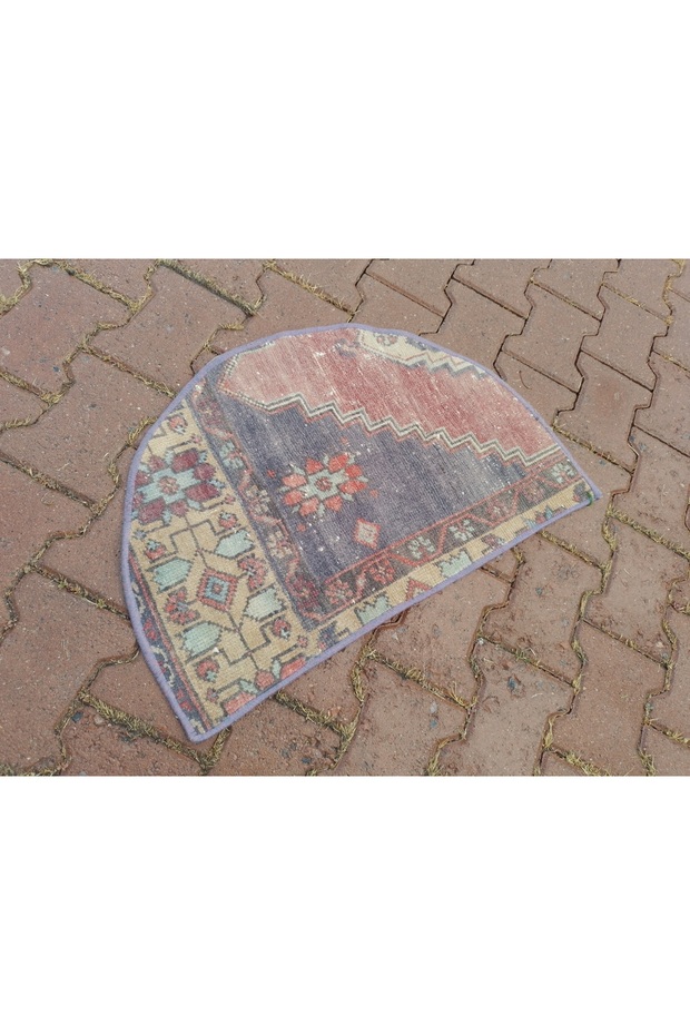 48X73 cm Hand Woven Wonderful Semicircle Vintec Style Carpet, Doorstep Decor, Balcony-Sink Carpet Bek