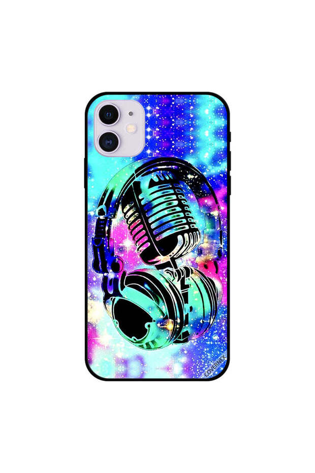 غطاء حماية لهاتف iPhone 11 أسود مع رأس للهاتف والميكروفون